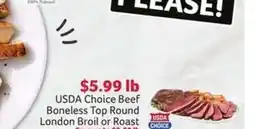 Winn Dixie USDA Choice Beef Boneless Top Round London Broil or Roast offer
