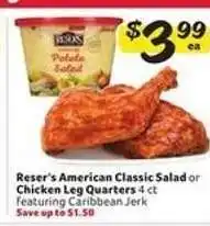 Winn Dixie Reser's American Classic Salad or Chicken Leg Quarters offer