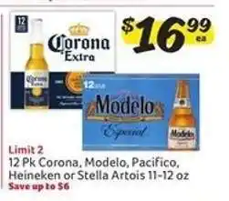 Winn Dixie 12 Pk Corona, Modelo, Pacifico, Heineken or Stella Artois offer