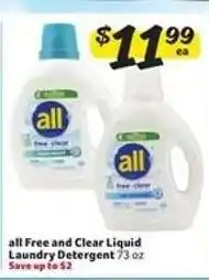 Winn Dixie all Free and Clear Liquid Laundry Detergent offer