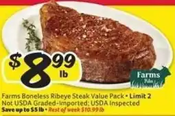 Winn Dixie Farms Boneless Ribeye Steak Value Pack offer