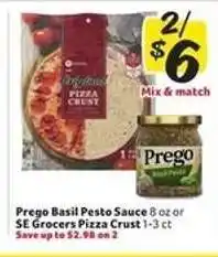Winn Dixie Prego Basil Pesto Sauce or SE Grocers Pizza Crust offer