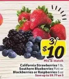 Winn Dixie California Strawberries, Southern Blueberries, Blackberries or Raspberries offer