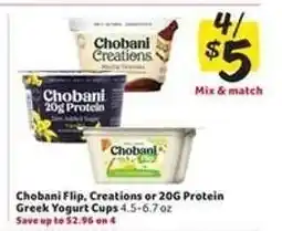 Winn Dixie Chobani Flip, Creations or 20G Protein Greek Yogurt Cups offer