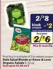 Winn Dixie Dole Salad Blends or Know & Love Organic Salads offer