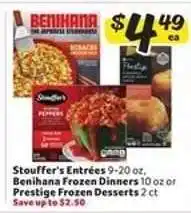 Winn Dixie Stouffer's Entrées, Benihana Frozen Dinners, Prestige Frozen Desserts offer