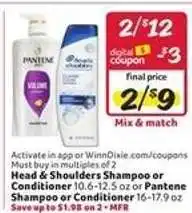Winn Dixie Head & Shoulders or Pantene Shampoo or Conditioner offer