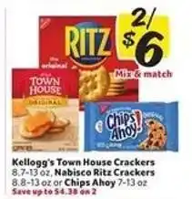 Winn Dixie Kellogg's Town House Crackers, Nabisco Ritz Crackers, or Chips Ahoy offer