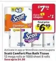 Winn Dixie Scott Comfort Plus Bath Tissue offer