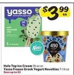 Winn Dixie Halo Top Ice Cream or Yasso Frozen Greek Yogurt Novelties offer