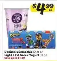 Winn Dixie Danimals Smoothie or Light + Fit Greek Yogurt offer