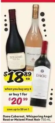 Winn Dixie Daou Cabernet, Whispering Angel Rosé or Meiomi Pinot Noir offer
