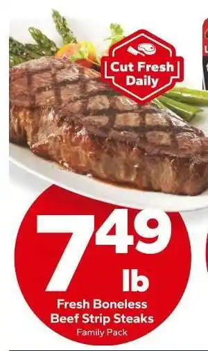 Save a Lot Fresh Boneless Beef Strip Steaks offer