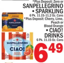 C Town SANPELLEGRINO SPARKLING 6 Pk. 11.15-11.2 Oz. Cans, CIAO! DRINKS 6 Pk. 11.15 Oz. Cans offer