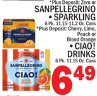C Town SANPELLEGRINO SPARKLING 6 Pk. 11.15-11.2 Oz. Cans, CIAO! DRINKS 6 Pk. 11.15 Oz. Cans offer