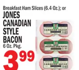 C Town JONES CANADIAN STYLE BACON, 6 Oz. Pkg offer
