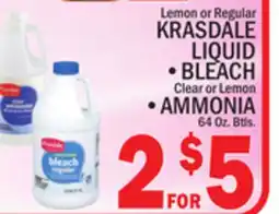 C Town KRASDALE LIQUID, BLEACH Clear or Lemon, AMMONIA offer