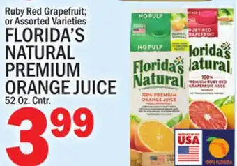 C Town FLORIDA'S NATURAL PREMIUM ORANGE JUICE offer