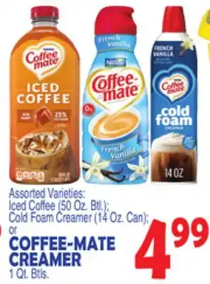 Bravo Supermarkets COFFEE-MATE CREAMER, 1 Qt. Btls offer