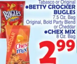 Bravo Supermarkets BETTY CROCKER BUGLES OR CHEX MIX offer