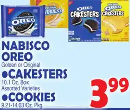 Bravo Supermarkets NABISCO OREO Golden or Original • CAKESTERS 10.1 Oz. Box • COOKIES 9.21-14.03 Oz. Pkg offer