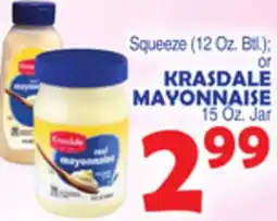Bravo Supermarkets KRASDALE MAYONNAISE, 15 Oz. Jar offer