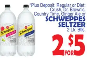 Bravo Supermarkets SCHWEPPES SELTZER 2 Ltr. Btls offer