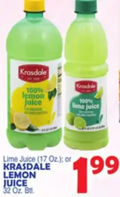 Bravo Supermarkets KRASDALE LEMON JUICE 32 Oz. Btl offer