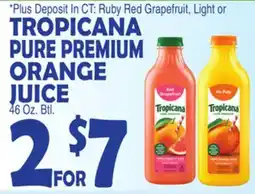Bravo Supermarkets TROPICANA PURE PREMIUM ORANGE JUICE offer