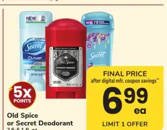 ACME Old Spice or Secret Deodorant POINTS offer