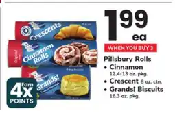 ACME Pillsbury Rolls Cinnamon 12.4-13 oz. pkg., Crescent 8 oz. ctn., Grands! Biscuits 16.3 oz. pkg offer