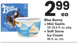 ACME Blue Bunny, Mini Swirls 18-18.4 fl. oz. pkg., Soft Serve Ice Cream 46 fl. oz. ctn offer