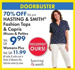Boscov's HASTING & SMITH Fashion Tops & Capris offer