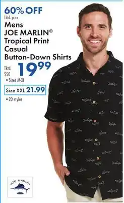 Boscov's Mens JOE MARLIN Tropical Print Casual Button-Down Shirts offer