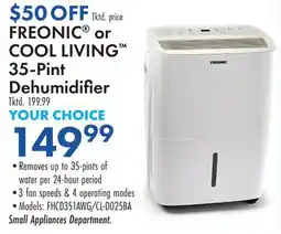 Boscov's FREONIC or COOL LIVING 35-Pint Dehumidifier offer