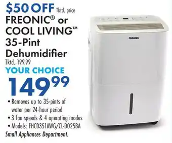 Boscov's FREONIC or COOL LIVING 35-Pint Dehumidifier offer