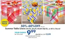 Boscov's Summer Table Linens offer