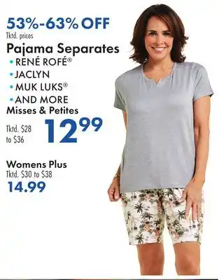 Boscov's Pajama Separates offer