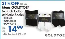 Boscov's Mens GOLDTOE 6-Pack Cotton Athletic Socks offer