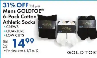 Boscov's Mens GOLDTOE 6-Pack Cotton Athletic Socks offer