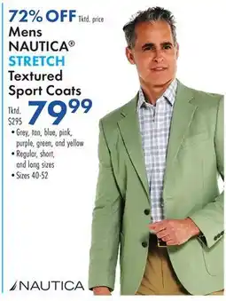 Boscov's Mens NAUTICA STRETCH Textured Sport Coats offer