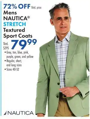 Boscov's Mens NAUTICA STRETCH Textured Sport Coats offer