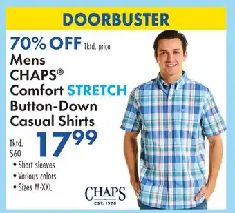 Boscov's Mens CHAPS Comfort STRETCH Button-Down Casual Shirts offer