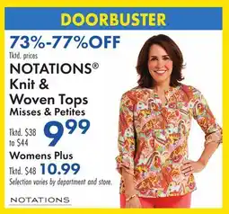 Boscov's NOTATIONS Knit Woven Tops offer