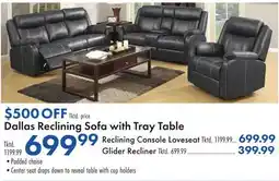 Boscov's Dallas Reclining Sofa with Tray Table offer