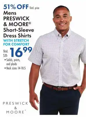 Boscov's Mens PRESWICK & MOORE Short-Sleeve Dress Shirts offer