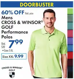 Boscov's Mens CROSS & WINSOR GOLF Performance Polos offer