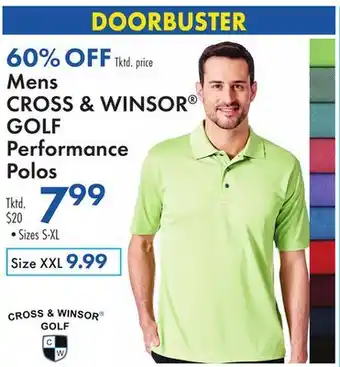 Boscov's Mens CROSS & WINSOR GOLF Performance Polos offer