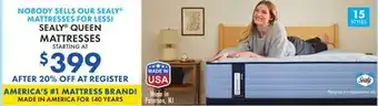 Boscov's SEALY QUEEN MATTRESSES offer