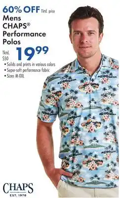 Boscov's Mens CHAPS Performance Polos offer